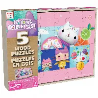Gabbys Dollhouse 5 Wood Jigsaw Puzzles with Storage Box For Kids 4 And Up