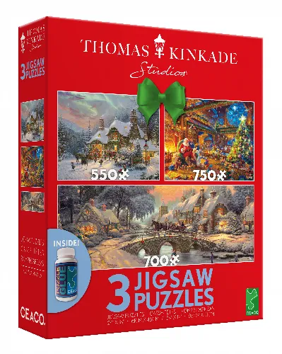 Thomas Kinkade Studios Snowy Scene Jigsaw Puzzle 3-Pack - Image 1