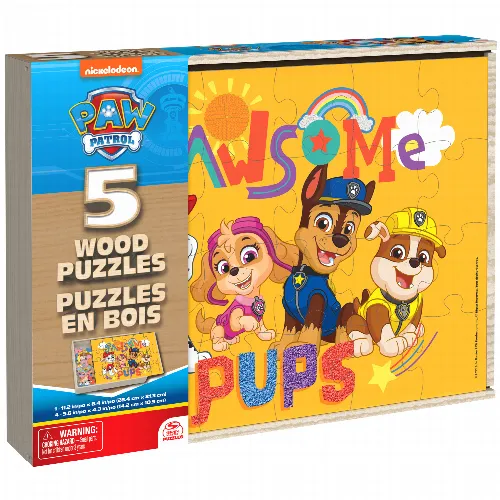 PAW Patrol Wooden Jigsaw Puzzle 5-Pack - Image 1