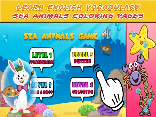 Learn English Vocabulary Sea Animal Coloring Pages - Image 1