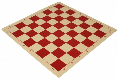 Club Vinyl Rollup Chess Board Red & Buff - 2.25" Squares - Image 1