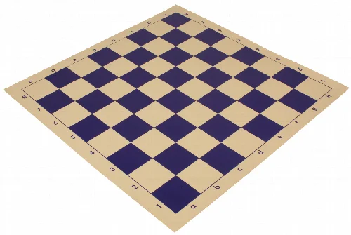 Club Vinyl Rollup Chess Board Blue & Buff - 2.375" Squares - Image 1