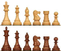 British Staunton Chess Set with Acacia & Boxwood Pieces - 3.5" King
