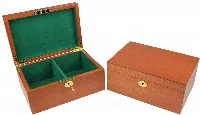 Classic Mahogany Chess Piece Box With Green Baize Lining- Small Sets