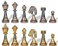 Italian Arabesque Staunton Metal Chess Set by Italfama