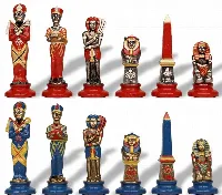 Egyptian Theme Hand Painted Metal Chess Set by Italfama