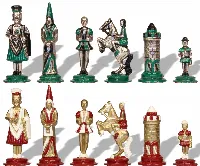 Small Camelot Theme Hand Painted Metal Chess Set by Italfama