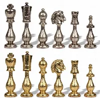 Large Arabesque Contemporary Staunton Metal Chess Set by Italfama
