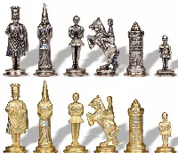 Small Camelot Theme Metal Chess Set by Italfama