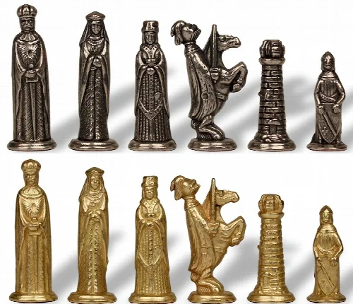 Small Medieval Theme Metal Chess Set by Italfama - Image 1