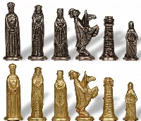 Small Medieval Theme Metal Chess Set by Italfama