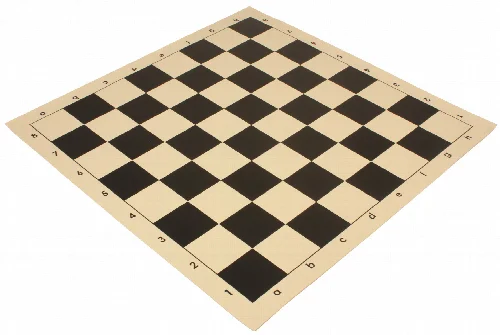 Club Vinyl Rollup Chess Board Black & Buff - 2.25" Squares - Image 1