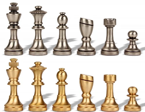 Abstract Staunton Solid Brass Chess Set by Italfama - Image 1