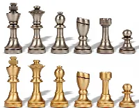 Abstract Staunton Solid Brass Chess Set by Italfama