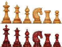 Patton Staunton Chess Set with Padauk & Boxwood Pieces - 4.25" King