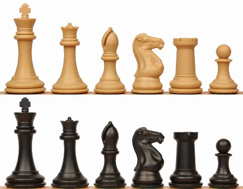 Professional Series Plastic Chess Set Black & Camel Pieces - 4.125" King - Image 1