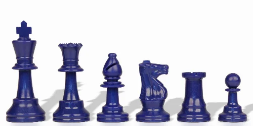 Blue Club Plastic Chess Pieces with 3.75" King - 17 Piece Half Set - Image 1