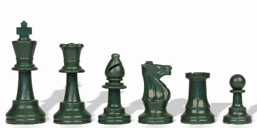 Army Green Club Plastic Chess Pieces with 3.75" King - 17 Piece Half Set - Image 1
