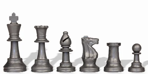 Silver Club Plastic Chess Pieces with 3.75" King - 17 Piece Half Set - Image 1