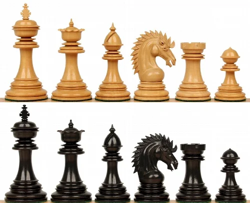 Cyrus Staunton Chess Set with Ebony & Boxwood Pieces - 4.4" King - Image 1