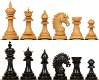 Cyrus Staunton Chess Set with Ebony & Boxwood Pieces - 4.4" King