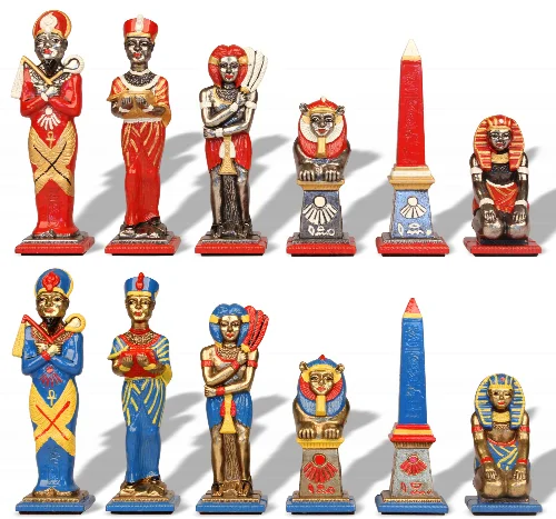 Large Egyptian Hand Painted Metal Theme Chess Set by Italfama - Image 1