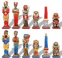 Large Egyptian Hand Painted Metal Theme Chess Set by Italfama