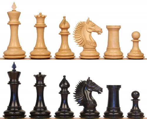 Copenhagen Staunton Chess Set with Ebony & Boxwood Pieces - 4.5" King - Image 1