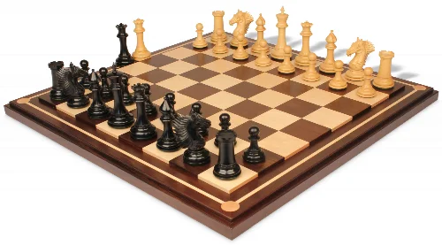 Copenhagen Staunton Chess Set Ebony & Boxwood Pieces with Walnut Mission Craft Chess Board - Image 1