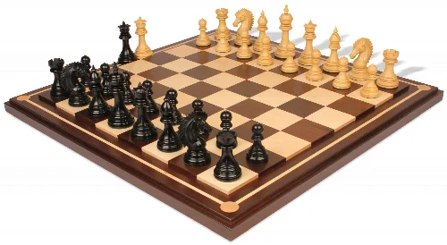 Cyrus Staunton Chess Set Ebony & Boxwood Pieces with Walnut Mission Craft Chess Board - Image 1