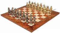 Medieval Theme Metal Chess Set with Elm Burl Chess Board