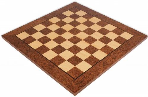 Brown Ash Burl & Maple High Gloss Deluxe Chess Board - 2" Squares - Image 1