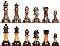 Decorative Staunton Silver & Black Anodized Metal Finish Chess Set - 3.5" King