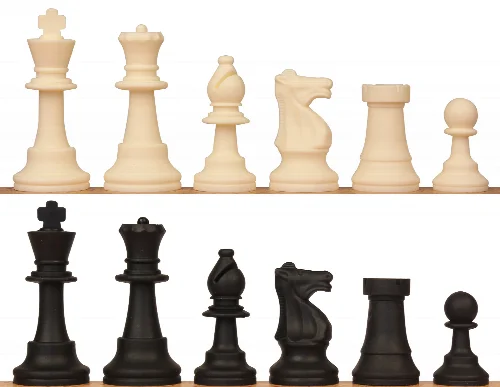Standard Club Silicone Chess Set Black & Ivory Pieces - 3.5" King - Image 1