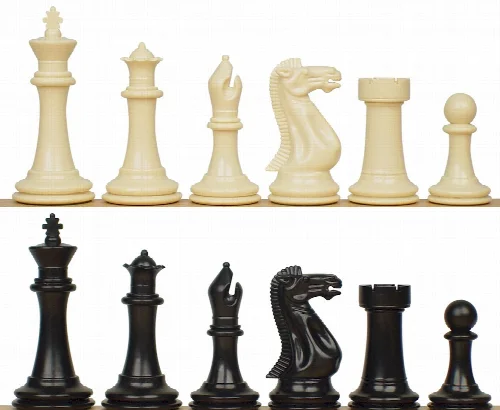 Executive Plastic Chess Set Black & Ivory Pieces - 3.875" King - Image 1