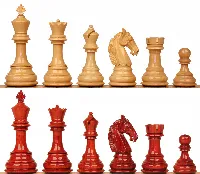 Colombian Knight Staunton Chess Set with Padauk & Boxwood Pieces - 4.6" King