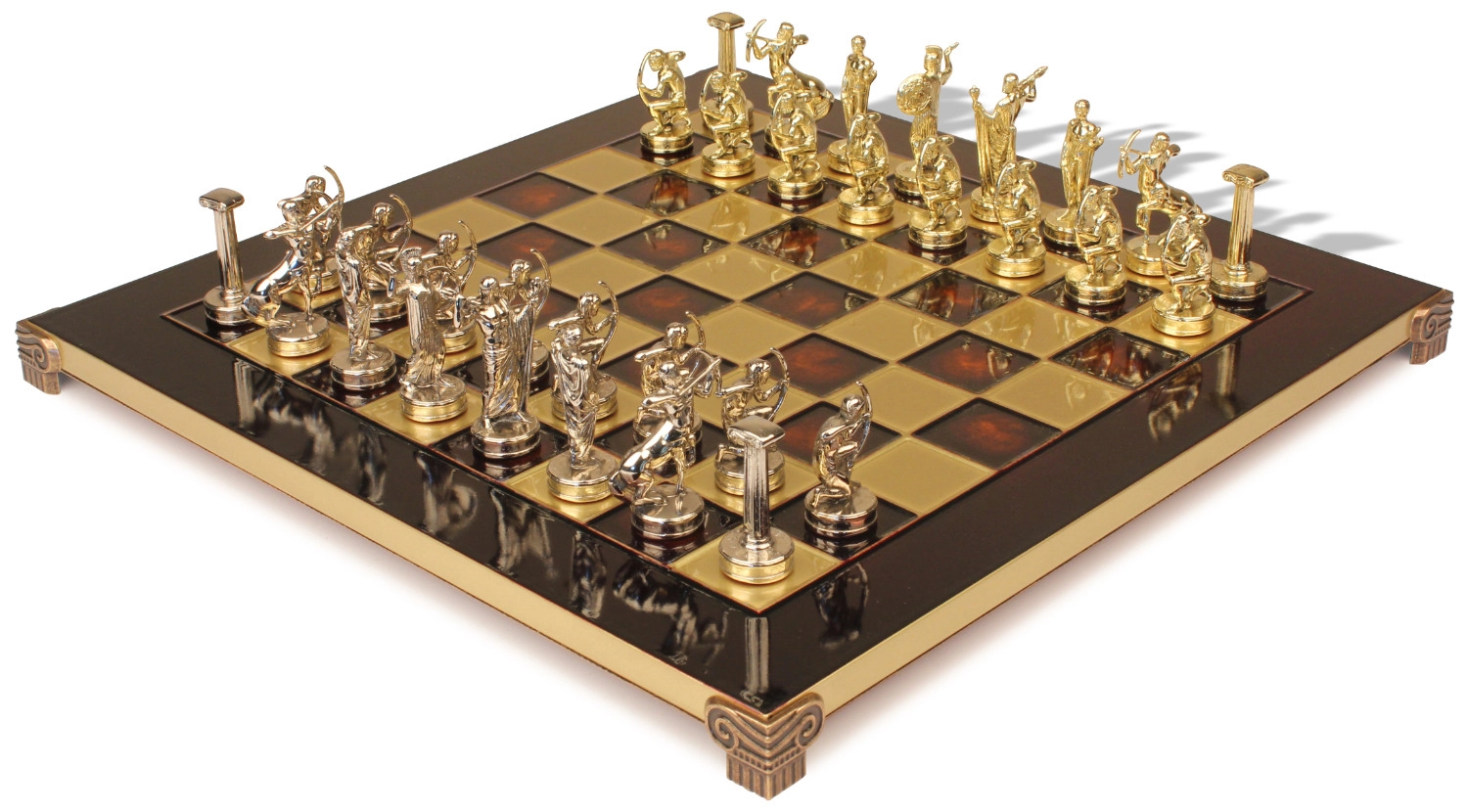 The Labors of Hercules Theme Chess Set with Brass & Nickel Pieces - Red ...