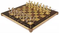 The Labors of Hercules Theme Chess Set with Brass & Nickel Pieces - Red Board