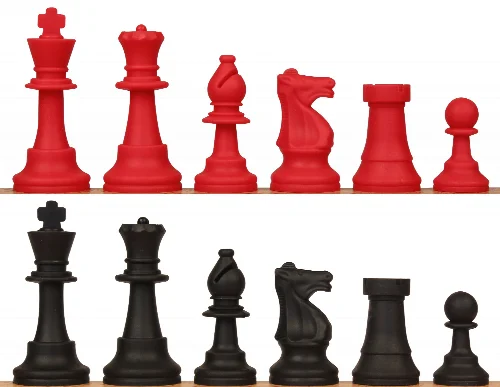 Standard Club Silicone Chess Set Black & Red Pieces - 3.5" King - Image 1
