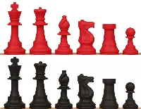 Standard Club Silicone Chess Set Black & Red Pieces - 3.5" King