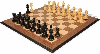 Cyrus Staunton Chess Set Ebony & Boxwood with Walnut & Maple Molded Edge Board - 4.4" King
