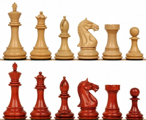 Fierce Knight Staunton Chess Set with Padauk & Boxwood Pieces - 4" King - Image 1