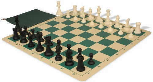 The Perfect Classroom Standard Club Silicone Chess Set Black & Ivory Pieces - Green - Image 1