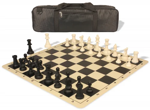 Standard Club Carry-All Silicone Chess Set Black & Ivory Pieces with Silicone Board - Black - Image 1