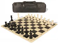 Standard Club Carry-All Silicone Chess Set Black & Ivory Pieces with Silicone Board - Black