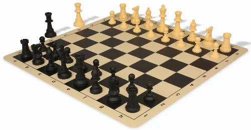 Standard Club Silicone Chess Set Black & Camel Pieces with Silicone Board - Black - Image 1