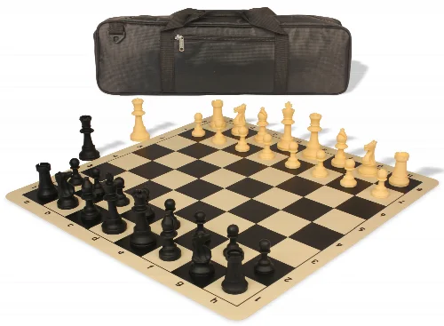 Standard Club Carry-All Silicone Chess Set Black & Camel Pieces with Silicone Board - Black - Image 1