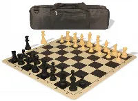 Standard Club Carry-All Silicone Chess Set Black & Camel Pieces with Silicone Board - Black
