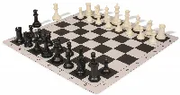 Conqueror Plastic Chess Set Black & Ivory Pieces with Lightweight Floppy Board - Black