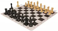 Professional Plastic Chess Set Black & Camel with Lightweight Floppy Board - Black